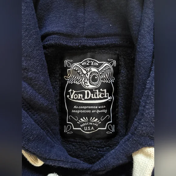 Woman's Size XL Von Dutch Navy Blue Sweatshirt Hoodie - Picture 4 of 6